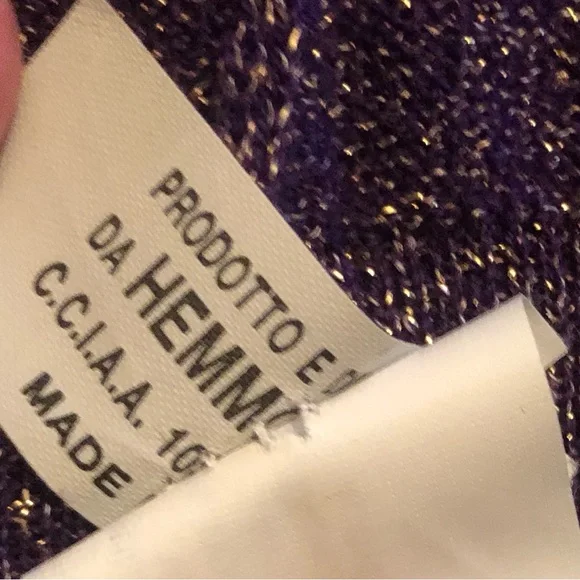 MCM Purple and Gold Sparkle Women's Cardigan US size 6 Made in Italy Wool Blend - Picture 11 of 16